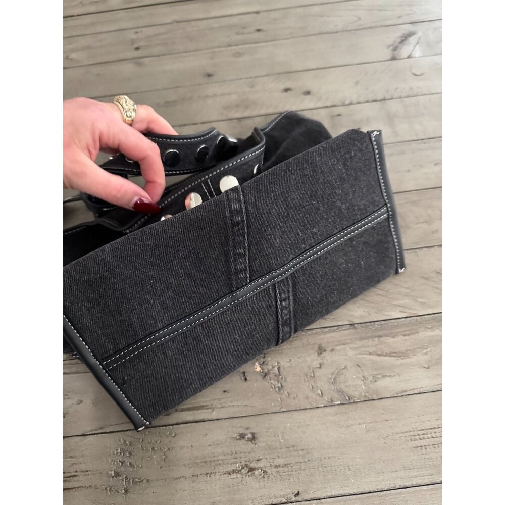 NEW 3.1 PHILLIP LIM Washed Black Denim Mini Market Tote Bag With Studs - Picture 11 of 11